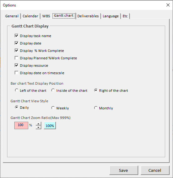 XLGantt(Excel Gantt) display style