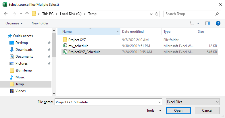 XLGantt– Importing Schedules from Another File