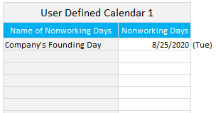 XLGantt - Setting nonworking days