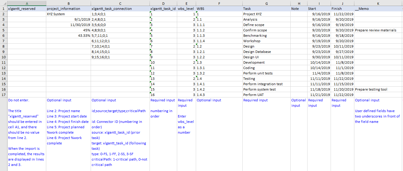 XLGantt(Excel Gantt) – Importing Server Data