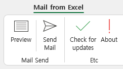 send email from Excel ribbon menu